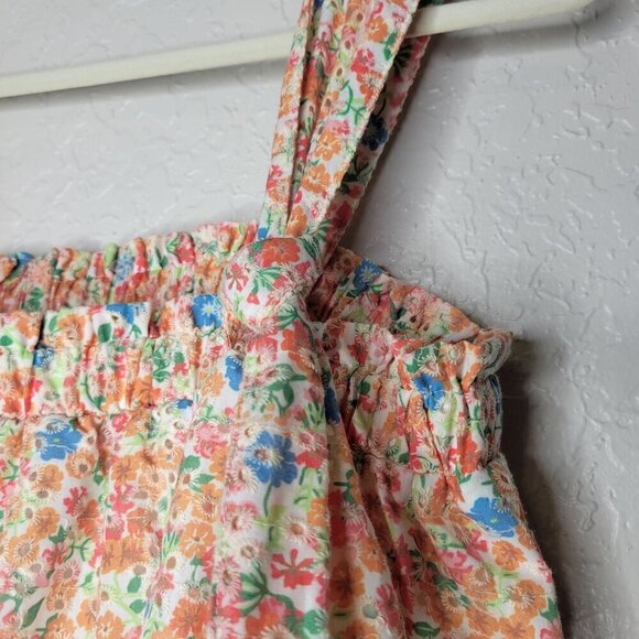 Aqua Floral Mini Dress Delicate Embroidered Lace Bright Colorful Prairie Size M - Picture 7 of 11